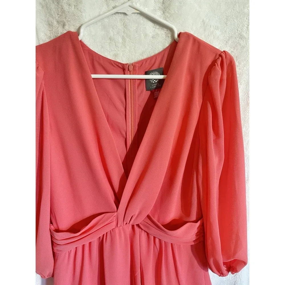 Pink Vince Camuto Womens A-Line Dress with V-neck Size 8 - Picture 4 of 7
